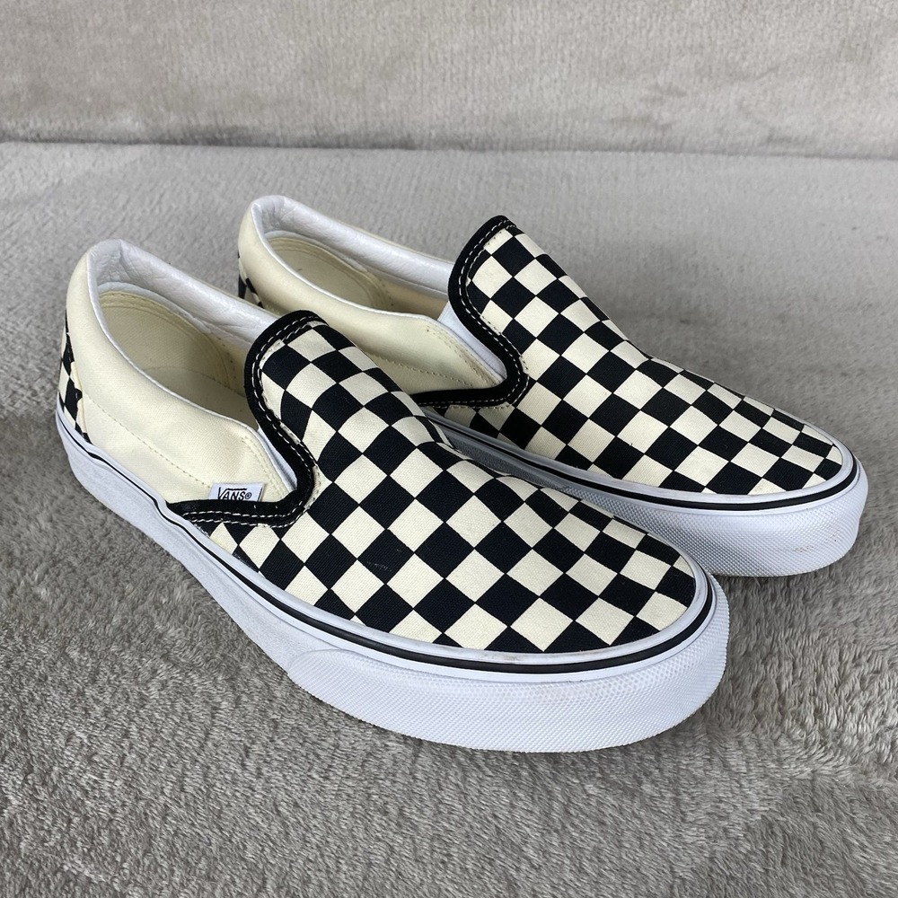 Vans Checkerboard Sneaker Skate Shoes Men 8 Women 9.5 Off White Black Canvas NEW